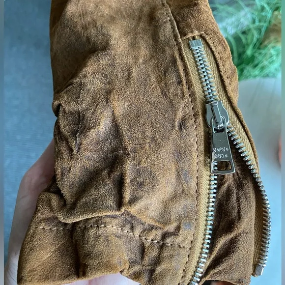 Giorgio Brato Suede Vintage Patches Biker Jacket Agatha NYC festival 60s 70s - Picture 15 of 16